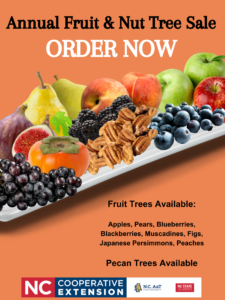 Fruit & Nut Tree Sale Flyer with various pictures of fruit we have for sale