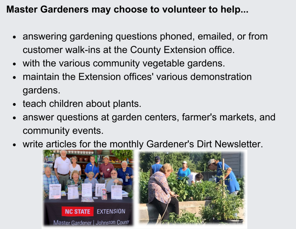 Master Gardeners may choose to volunteer to help