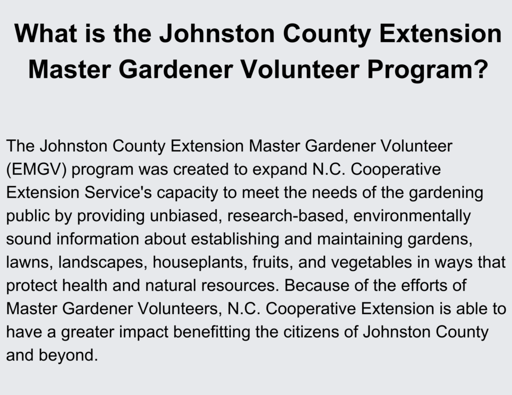 What is the Johnston County Extension Master Gardener Volunteer Program?