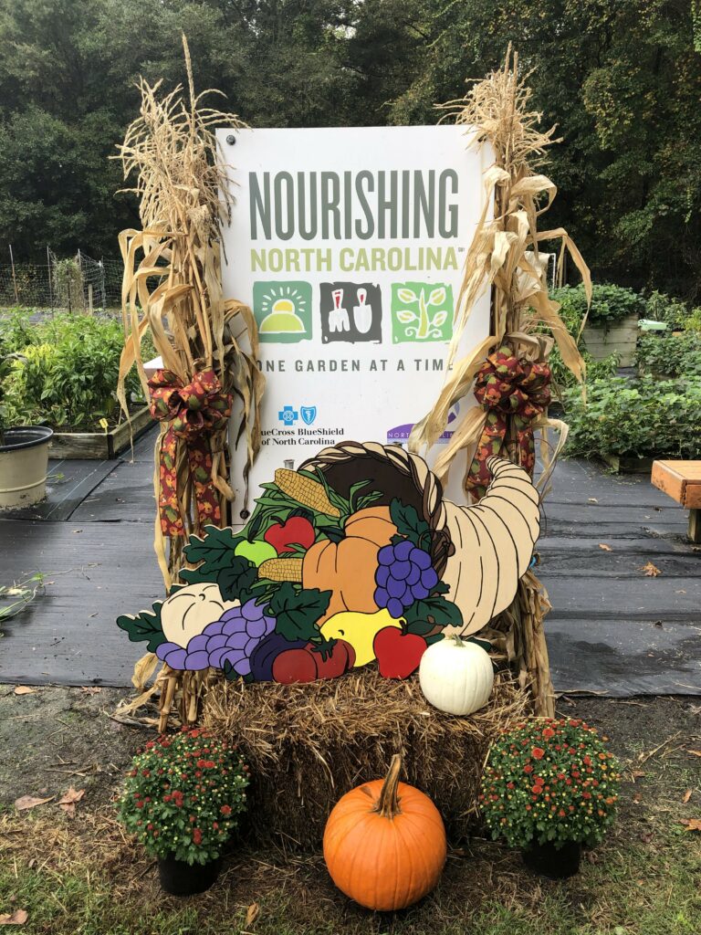 nourishing North Carolina sign with fall decor