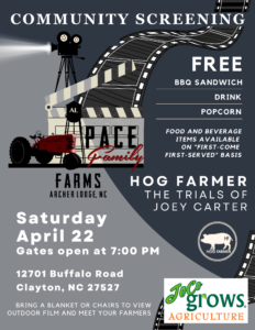 Flyer for Movie Night Hog Farmer The Trials of Joey Carter