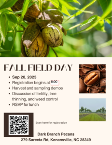 Field day September 20, 2025 at Dark Branch Pecans 279 Sarecta Rd Kenansville, NC 28349 with 1.5 hours of x credit